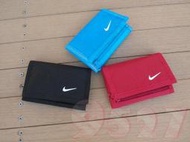 9527 NIKE 尼龍布 三折皮夾 錢包 黑 藍 紅 多夾層 拉鍊零錢包 