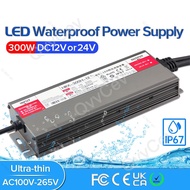 300W LED Driver DC12V 24V IP67 Waterproof Lighting Transformers for Outdoor Lights Power Supply AC 1