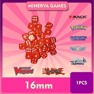 Novice Dice Dice Clear Transparent 16mm Pokemon MTG digimon - Red