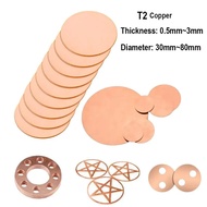 1/2pc T2 Copper Disc Diameter 30mm 50mm 60mm 80mm Pure Copper Round Plate Circular Sheet Thickness 0