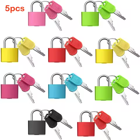 5PCS 22mm Small Mini Strong Steel Padlock Travel Suitcase Diary Lock With 2 Keys Colored Plastic Cas