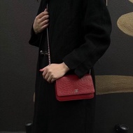 Chanel山茶花WOC 紅銀羊皮19*13*4 98新配件塵袋