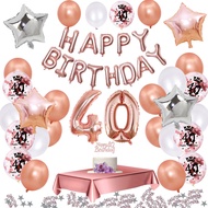 Rose Gold 40 Years Birthday Decorations Balloon Set For Woman Men Adult Party 40th Birthday Annivers