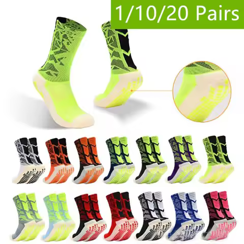 1/10/20 pairs of men's soccer socks non-slip grip pad football basketball socks