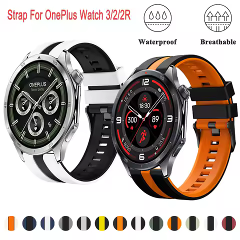 Silicone Strap for OnePlus Watch 2R/Watch2/3 22mm Quick Release Two-color Replace Wristband for OneP