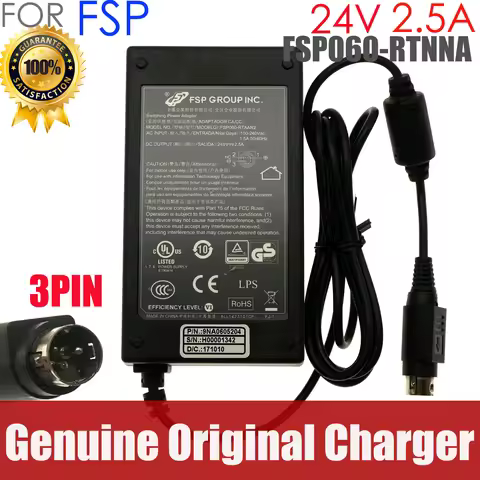 Genuine FSP FSP060-RTAAN2 Switching AC Power Adapter Charger 24V 2.5A 60W 3PIN FSP060-RAA Printer Po