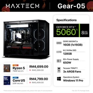 Gear-05 - GeForce RTX 5060 Ti Gaming PC | Ryzen 5 7500F / Ultra 5 225F (16GB RAM / 128GB SSD) | 3 Ye