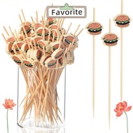 FAVORITEGOODS Party Buffet Bamboo Sticks, Disposable Hamburger Garnish Fruit Sticks,  Cartoon Snack 