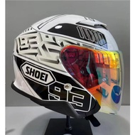 【ReadyStock】Open Face Helmet shoei J-CRUISE 3/4 Helmet white Double visor Matte Black Off Road Racin