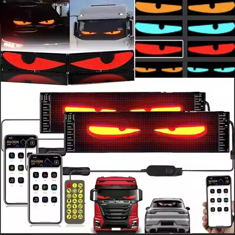 Truck LED Devil Eye Light Flexible Display Screens Remote/APP Control Customizable Text for Car Wind