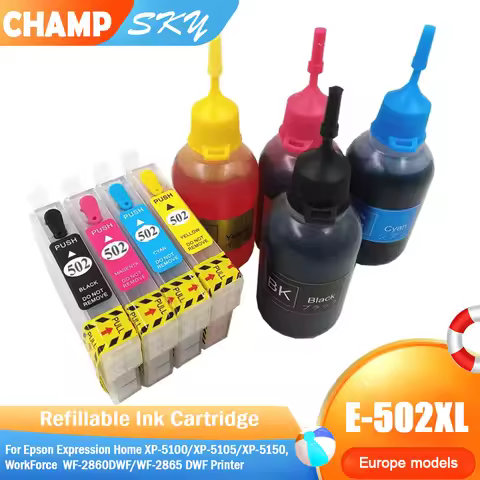 T02W1 Refill ink kit for epson 502xl 502 Refillable Cartridge With arc chip for epson XP-5100 XP-510