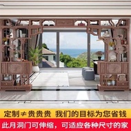 [Fast Delivery]New Chinese Moon Door Arch Partition Living Room Antique Shelf Retractable Moon Cave Door Duobao Pavilion Solid Wood Bookshelf Background Wall