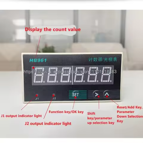 HB961 Electronic 6-digit Digital Display Intelligent Reversible Counter Meter Raster Table 2 Group O