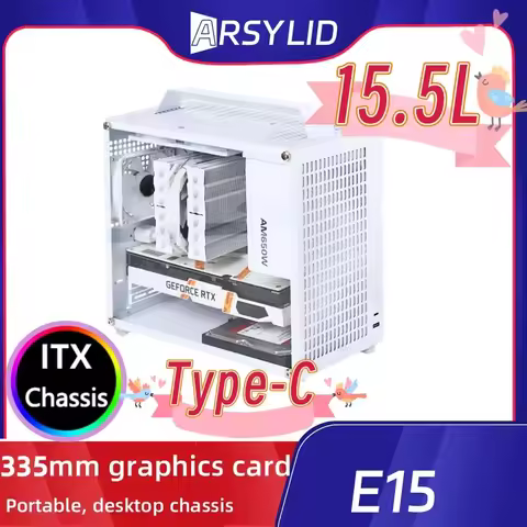 NIU E15 M-ATX Chassis 335mm Graphics Card 135mm Radiadtor ATX PSU 3.5" HDD 6 Case Cooling Fan Side W