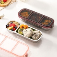 SUS304 Stainless Steel Lunch Box with Lid Fitness Fat-Reducing Dinner Plate Student Compartment Lunc