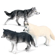 Solid simulation of static models of wild animal forest animal wolves gray wolves children toy figur