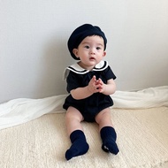 [Uzfkids Baby & Kids] Korean Style Sailor Collar Short-Sleeved Baby Onesie/Baby Onesie/Baby Onesie/B