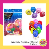 (100Pcs) Emoji Character Balloons (2,8gr), emoji balloons, smile balloons, smile emoji motif birthda
