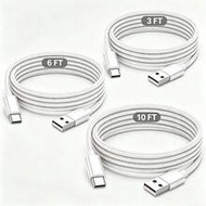 USB-A To Type-C Fast Charging Cable, Durable Nylon Braided Charging Cable, 1m/2m/3m, Compatible With