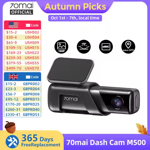 70mai Dash Cam M500 1944P 170FOV 70mai M500 Car DVR Dash Camera Recorder GPS ADAS 24H Parking Monito