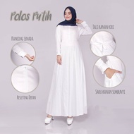 GAMIS PUTIH BERSIH KATUN MADINA FORMAL/DAILY DRESS POLOS BASIC