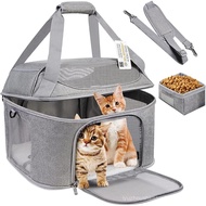 Large Cat Carrier for 2 Cats, Soft Side Pet Carrier for Cats Small Dog Up to 20 lbs, Collapsible Tra