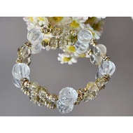 Natural Stone Bracelet Citrine+Rutilated Quartz+Clear Quartz  Fashion Designer Bracelet