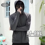 M-8XL Korean Basic Sunscreen Hoodie Men Women Thin Casual Loose Hooded Plus Size Windbreaker