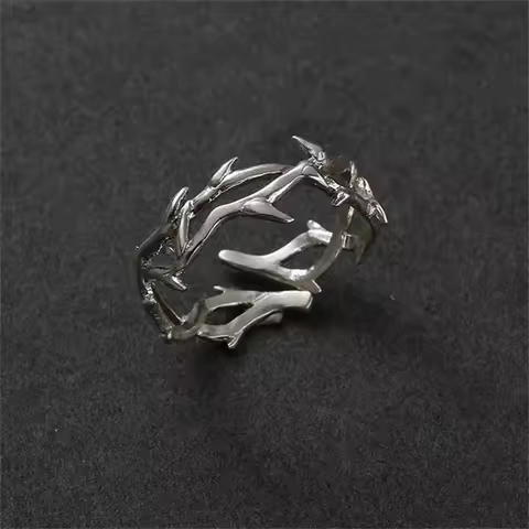 Vintage Ins Style Adherence Men's and Women's Rings with Branches, Thorns, Couples' Ring Gifts, Fash