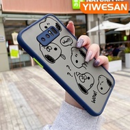 YIWESAN เคสปลอกสำหรับ Samsung Galaxy Note 8 note 9เคสกรณีแฟชั่นที่เรียบง่ายสาย Snoopy บางด้านข้างขอบ F Rosted ใสฮาร์ดกรณีกันกระแทกปลอกเต็มฝาครอบป้องกัน Softcase