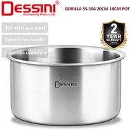 DESSINI ITALY Gorilla GRL-P18 18CM GRL-P20 20CM Detachable Handle Induction Casserole Pot Pan Wok Bo