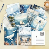 32pcs Ocean Blue Scenery Postcard Set, Thick Cardstock for Journaling & Scrapbooking