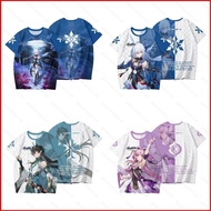 YS Honkai Star Rail Jingliu Fu Xuan Imbibitor Lunae Cosplay cloth 3D summer T-shirt Anime Short Slee