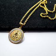 Lux & Gold High Quality and Gold Plated PATRON SAINT BENEDICT MEDALLION NECKLACE  High Quality and A