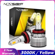 Novsight N12Y H11 H4 3000K Yellow 10000LM 72W Car LED Headlight Light Bulb A Pair