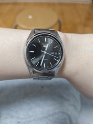 SEIKO 5 罕見 精工5號 5仔 vintage 格仔面 黑色自動機械錶 Automatic