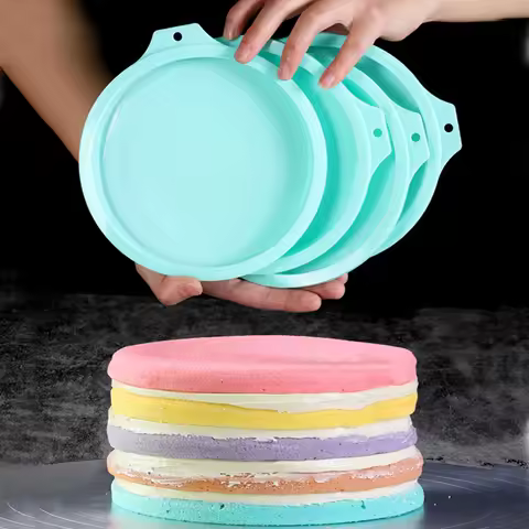 1PC 4PCS Silicone Round Rainbow Cake Baking Pans, Non-Stick Cake Layer Pan Set, Baking Tray Flexible