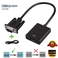 🔥PC TO HDMI TV🔥VGA To HDMI HD Video Cable Converter Audio TV AV HDTV Adapter