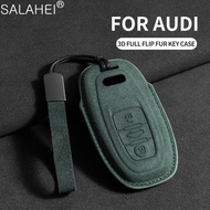 Suede Leather Car Key Case Cover Shell For Audi A6 A4 A5 A7 A8 C8 Q8 8S 8W Q7 B9 4M S5 S4 S7 D5 TT TTS TFSI E-Tron Accessories