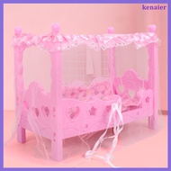 🧸 Kid’s Pink Doll Bed with Safe Plastic and Fabric - Ideal Gift for Girls, Size 13.5 x 7.5 x 6.5 Inc