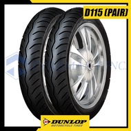 Dunlop Tires D115 70/90-14 34P &amp; 80/90-14 40P Tubeless Motorcycle Street Tires (FRONT &amp; REAR TIRES)