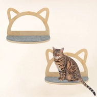 1pc Wall-Mounted Cat Scratching Post, Cat Face Design Cat Climbing Frame With Felts, Wooden Cat Furn