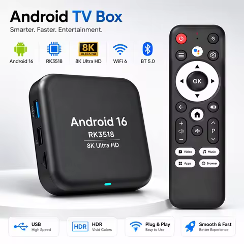 RK3518 TV Box Android 16 8K Ultra HD Smart Media Player Dual WiFi BT Set Top Box HDR Google TV with 