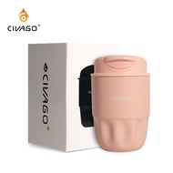 CIVAGO（10oz）กาแฟสแตนเลสด้านในเป็นเซรามิกถ้วยมีฝาปิดกระติกน้ำสุญญากาศแก้วสำหรับเดินทางที่สะดวก