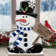 1Pc/260Pcs 2D Rustic Christmas Welcome Winter Snowman Wood Table Sign in For Home Table Decoration,