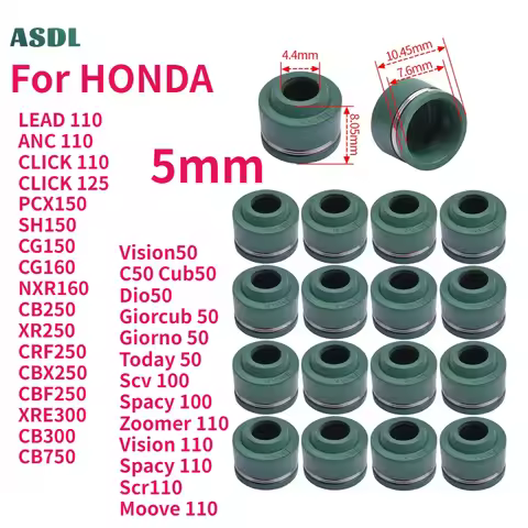 5mm Motorcycle Engine Valve Stem Oil Seal For HONDA CB250 XR250 CRF250 CBX250 CBF250 XRE300 CB300 CB