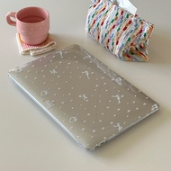 Shesell macbook Case(Crystal) White Ribbon Air13 A3240 Pro13 M1/M2/M3 Clear Case A2338