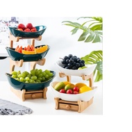 3 Tier Fruit or bekas bawang plate snack plate light luxury modern creative Ceramic