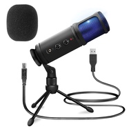 Jovial USB PC Recording Condenser Microphone-Blue LED,Adjustable Gain,Headphone Jack,Mute Control,Tr