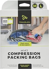 Travelon Set of 2 Compression Packing Bags, Clear, 1 Medium/1Large